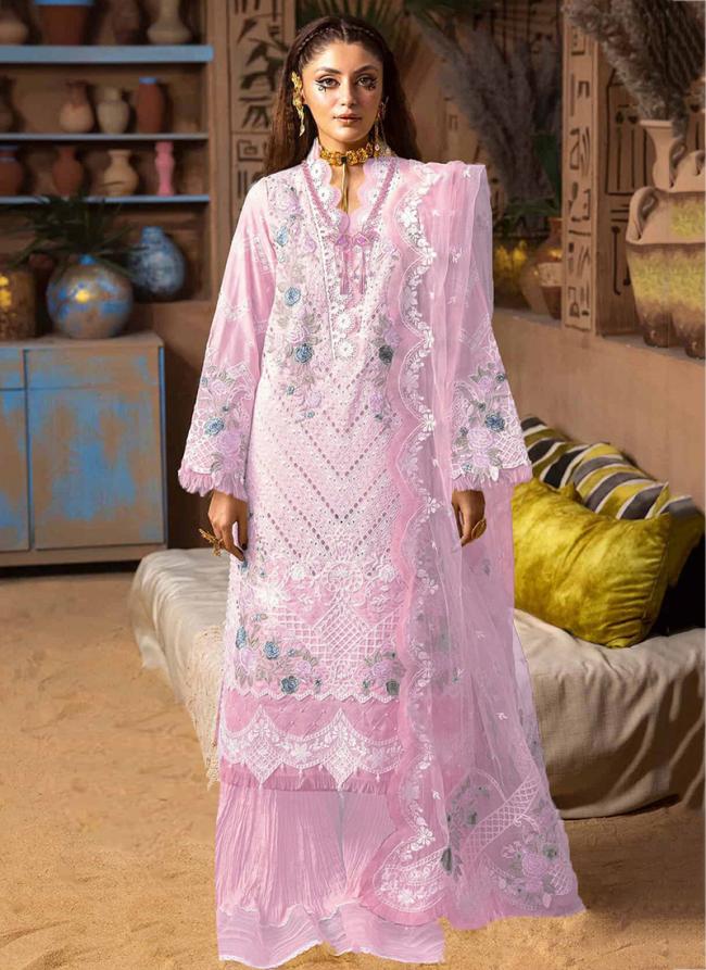 Heavy Cotton Pink Traditional Wear Embroidery Work Pakistani Suit